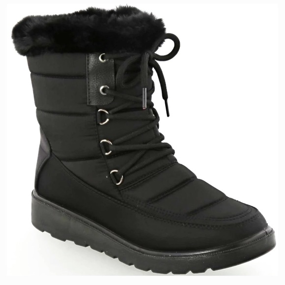 Black Winter Snow/Rain Lace Up Boots - Picture 5 of 7
